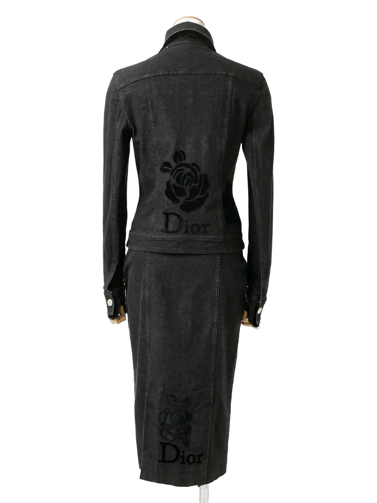 Christian Dior by John Galliano Dior Galliano Era Black Denim Jacket + Skirt 38/36