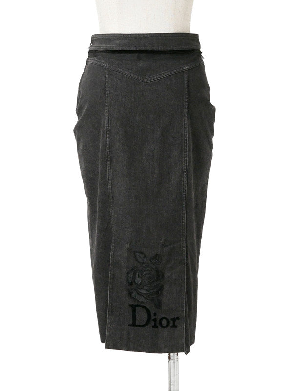 Christian Dior by John Galliano Dior Galliano Era Black Denim Jacket + Skirt 38/36