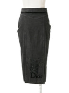 Christian Dior by John Galliano Dior Galliano Era Black Denim Jacket + Skirt 38/36