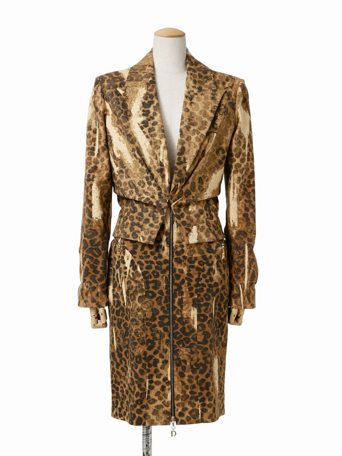 Christian Dior by John Galliano Dior Galliano Era Leopard Print Set-up Jacket + Skirt 40