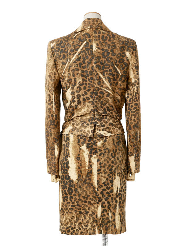 Christian Dior by John Galliano Dior Galliano Era Leopard Print Set-up Jacket + Skirt 40
