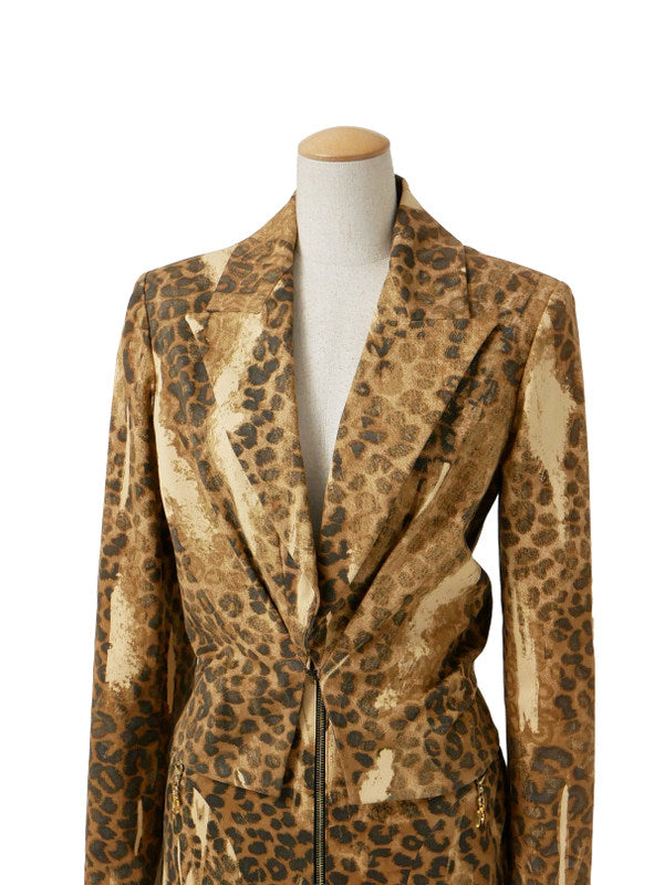 Christian Dior by John Galliano Dior Galliano Era Leopard Print Set-up Jacket + Skirt 40