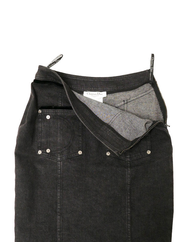 Christian Dior by John Galliano Dior Galliano Era Black Denim Jacket + Skirt 38/36