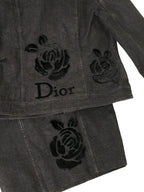 Christian Dior by John Galliano Dior Galliano Era Black Denim Jacket + Skirt 38/36