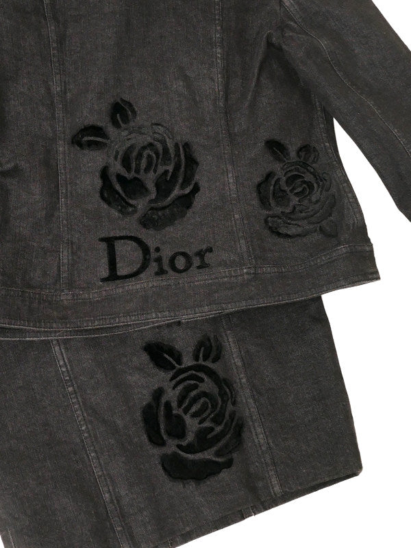 Christian Dior by John Galliano ディオール ガリアーノ期 ブラックデニム ジャケット+スカート 38/36