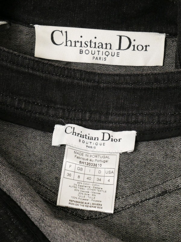 Christian Dior by John Galliano Dior Galliano Era Black Denim Jacket + Skirt 38/36