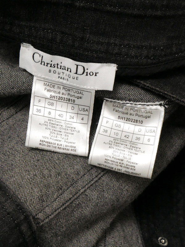Christian Dior by John Galliano Dior Galliano Era Black Denim Jacket + Skirt 38/36